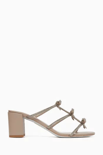 Caterina 60 Bow Mules in Silk-satin