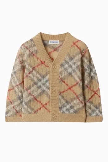 Ginny Check Cardigan in Wool-blend