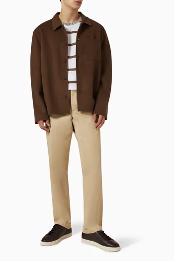 Flat Front Pants in Italian Organic Cotton Twill