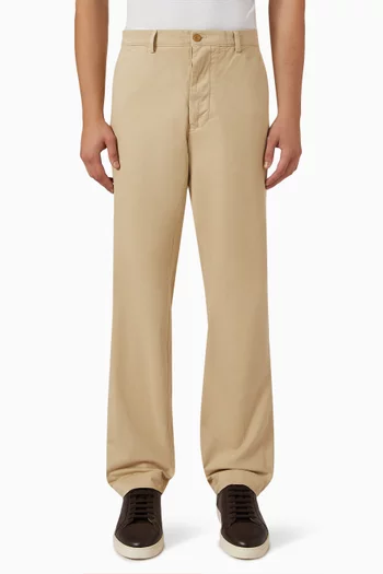 Flat Front Pants in Italian Organic Cotton Twill