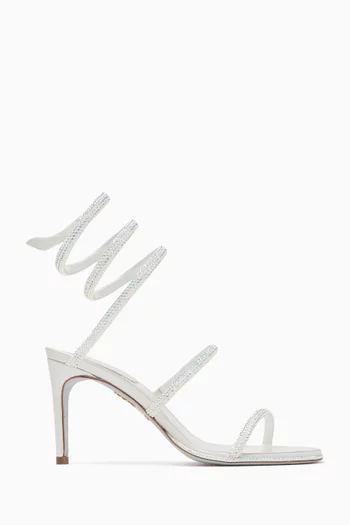 Cleo 80 Crystal-embellished Sandals in Satin