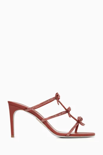 Caterina 80 Bow Mules in Silk-satin
