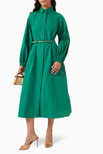 Viale Belted Shirtdress in Cotton Taffeta