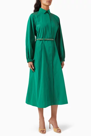 Viale Belted Shirtdress in Cotton Taffeta