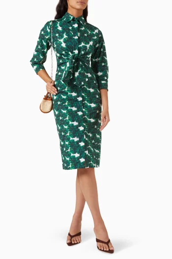 Maremma Floral-print Midi Dress in Cotton-poplin