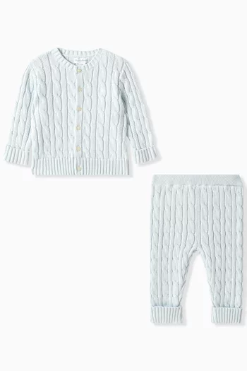 Cardigan & Pants Set in Cotton Knit