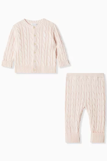 Cardigan & Pants Set in Cotton Knit