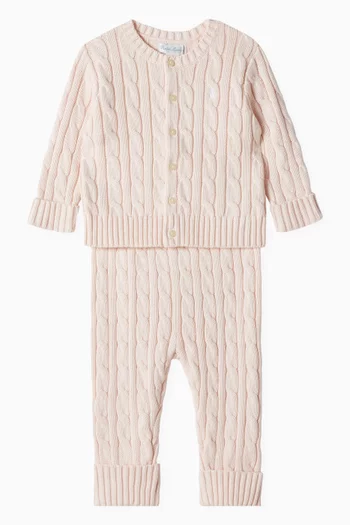 Cardigan & Pants Set in Cotton Knit