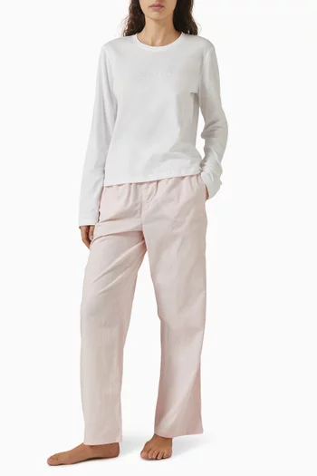 طقم بيجاما بأكمام طويلة قطن بوبلين