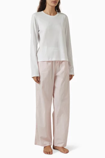 طقم بيجاما بأكمام طويلة قطن بوبلين