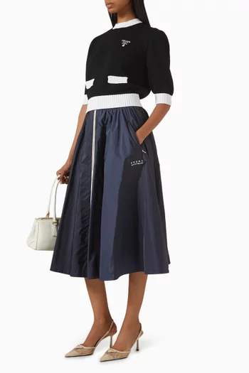 Zip-up Midi Skirt in Re-Nylon