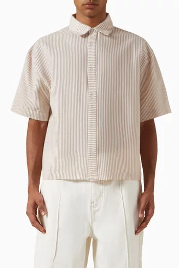 قميص فاكيشن بنقشة مخططة قطن