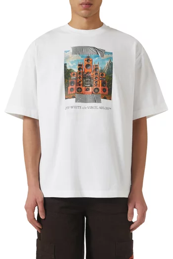 تي شيرت سكيت بشعار OFF‏ وطبعة قطار قطن