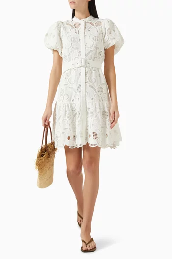 Yassana Broderie Anglaise Mini Dress in Organic-cotton