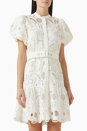 Yassana Broderie Anglaise Mini Dress in Organic-cotton