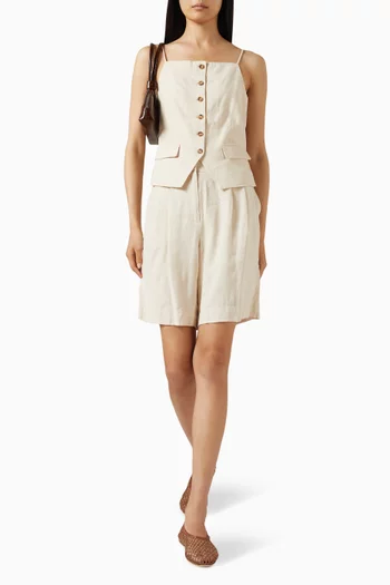 Yastunni Waistcoat Top in Linen-blend