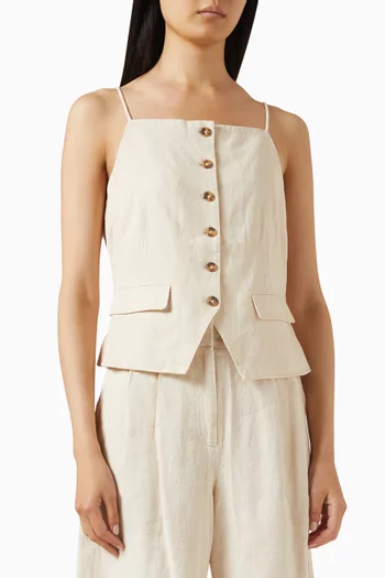 Yastunni Waistcoat Top in Linen-blend