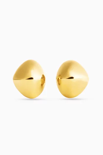Pebble Stud Earrings in 24kt Gold-plated Brass