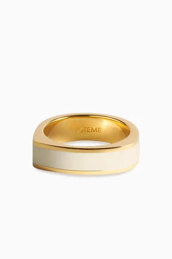 Signature Enamel Ring in 18kt Gold-plated Brass