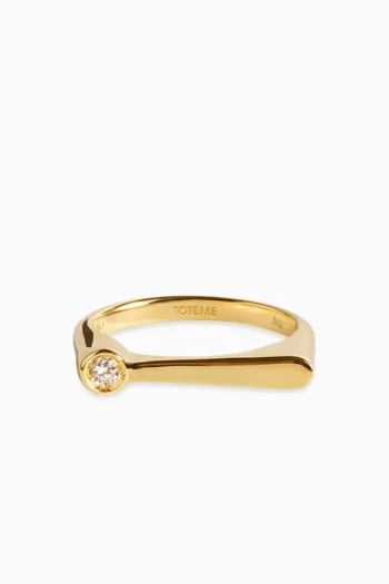 Signet Diamond Midi Ring in 18kt Yellow Gold