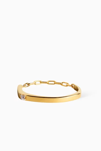 Diamond Chain Ring in 18kt Yellow Gold