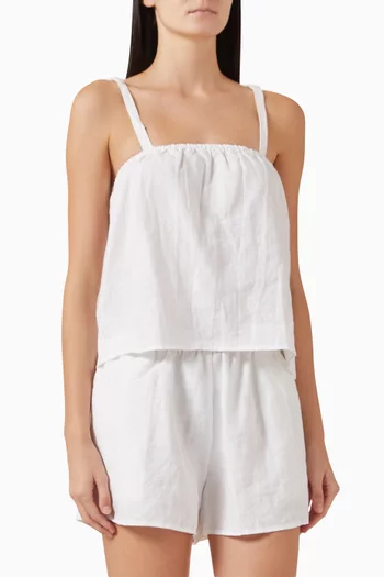 Buttoned Top & Shorts Set in Linen