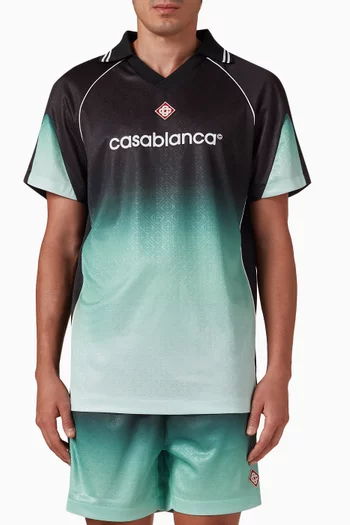 تي شيرت كرة قدم بنقشة جاكار بحروف الماركة بألوان متدرجة