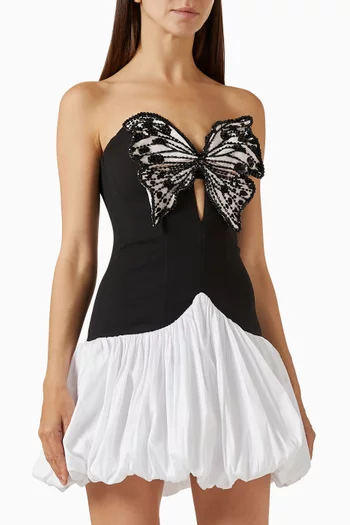 Beaded Butterfly Drop Waist Mini Dress