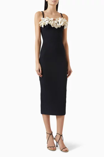 Floral-appliqué Dress in Jacquard