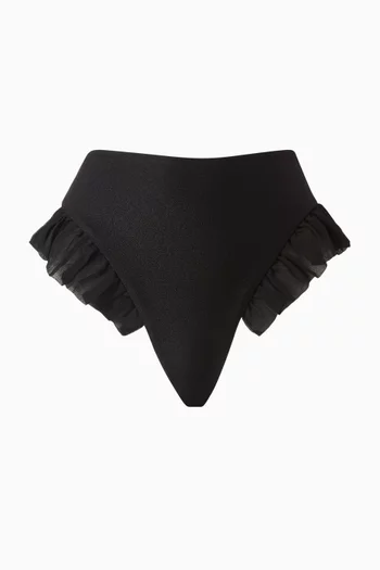 قطعة بيكيني سفلية بأشرطة كشكش ونقشة زهور كلاسيكية