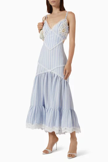 Marine Cut-out Midi Dress in Linen-blend