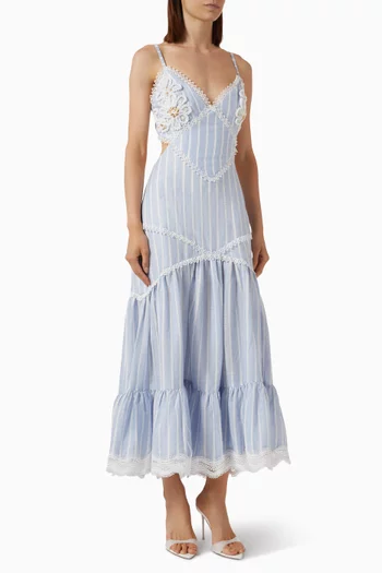Marine Cut-out Midi Dress in Linen-blend