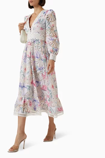 Amaryllis Embroidered Midi Dress