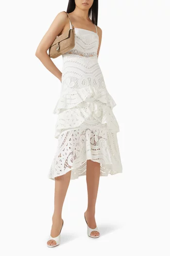 Rythmic Drop Waist Midi Dress in Lace