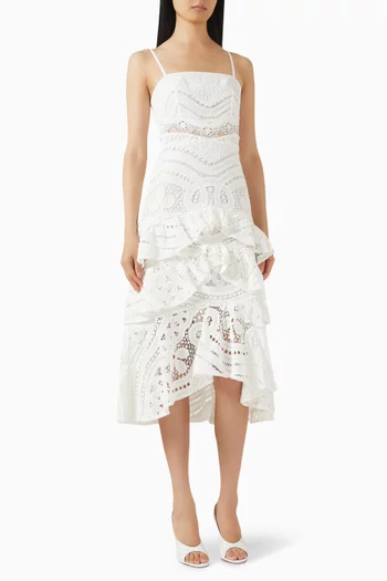 Rythmic Drop Waist Midi Dress in Lace