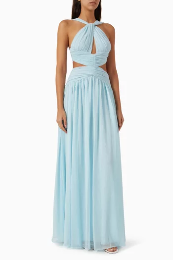 Essence Halterneck Gown in Plisse