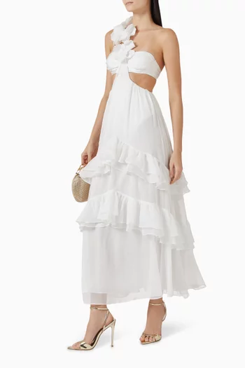Botanic Retro Floral-applique Dress
