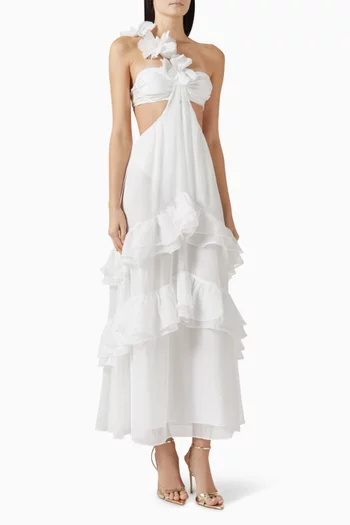 Botanic Retro Floral-applique Dress