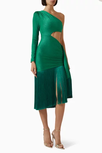 One-shoulder Fringe Dress