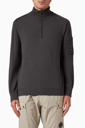 Half-zip Polo Sweater in Wool-blend