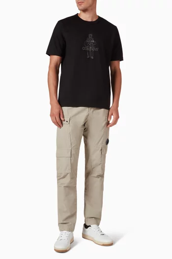 تي شيرت بتطريز شعار الماركة قطن جيرسيه ممرسر 30/2