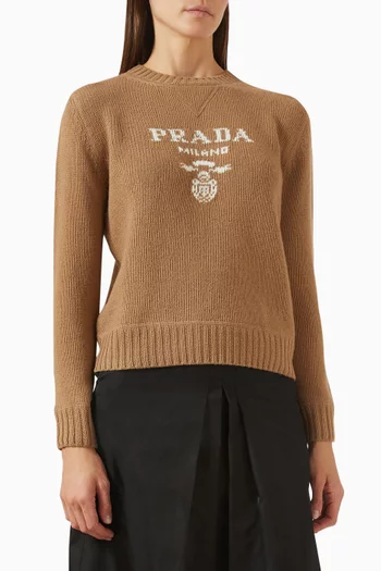 Logo Crewneck Sweater in Virgin Wool Blend