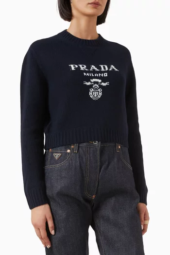 Logo Sweater in Virgin Wool & Cashmere
