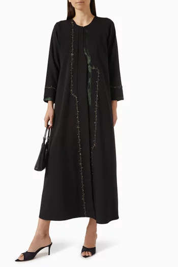 Bead-embroidered Abaya in Crepe