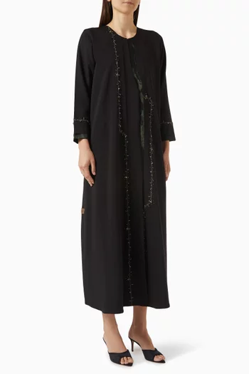 Bead-embroidered Abaya in Crepe