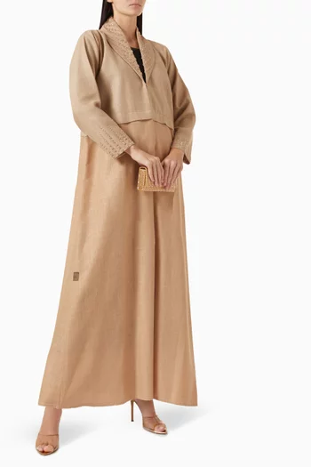 Bead-embellished Abaya in Linen