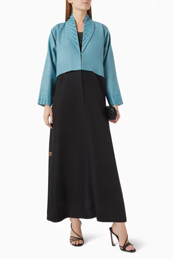 Bead-embellished Abaya in Linen