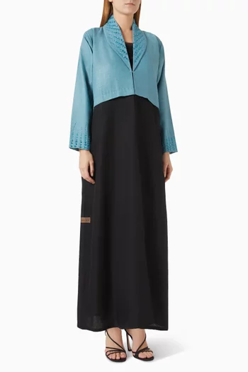 Bead-embellished Abaya in Linen