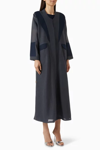 Contrast-trim Trench Coat in Linen