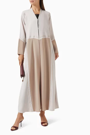 Two-tone Embroidered Abaya in Crepe
